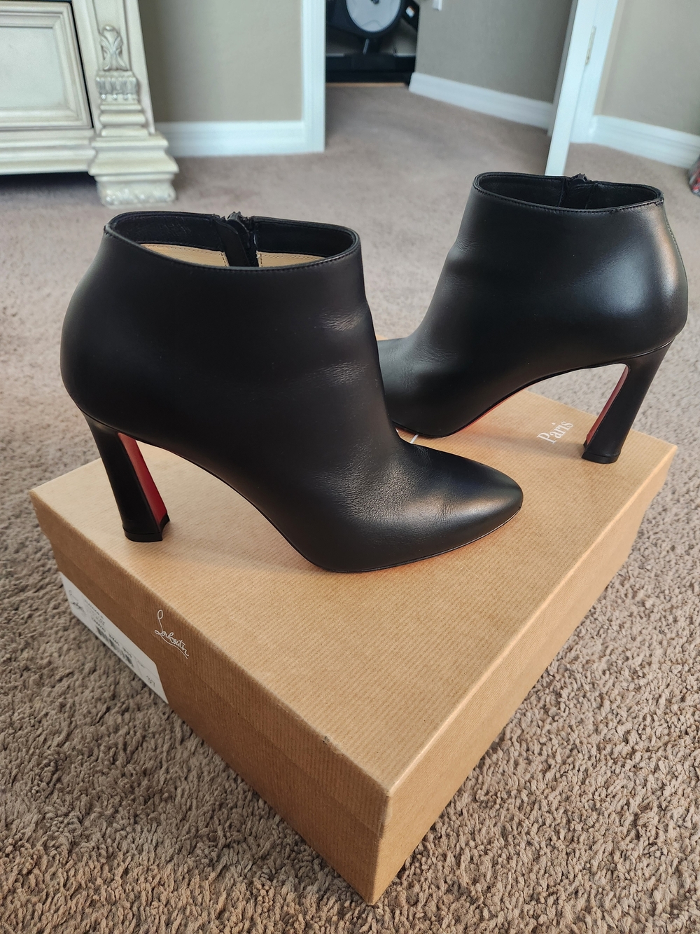 Christian Louboutin Black Leather Ankle Booties